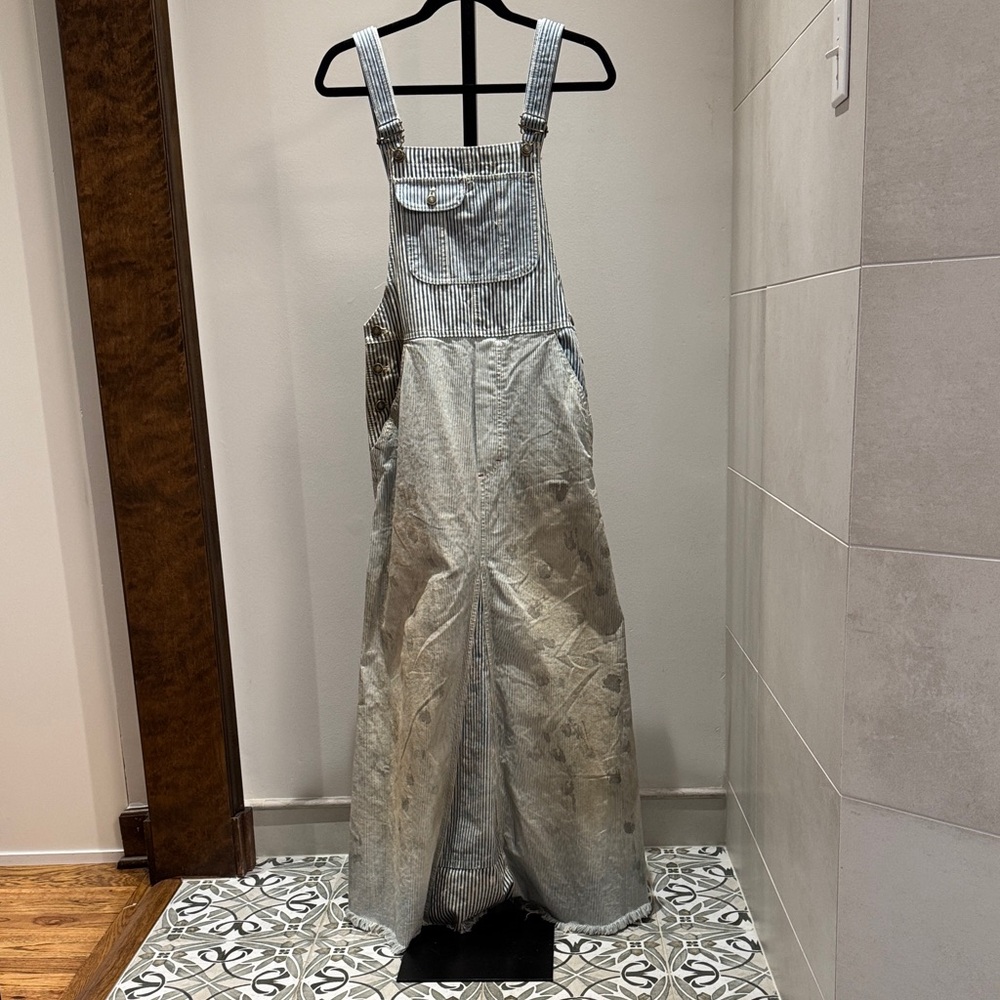 Free People Striped Denim Overall Dress